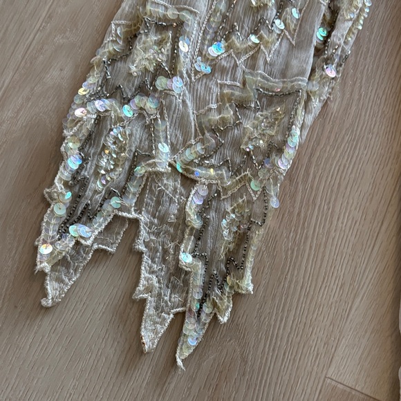 Scala Vintage 80s Elegant Sequin/Beaded Embellished Cream Dress - Picture 4 of 8